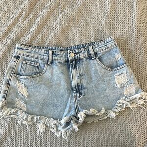 SHEIN Distressed Light Blue Denim Shorts